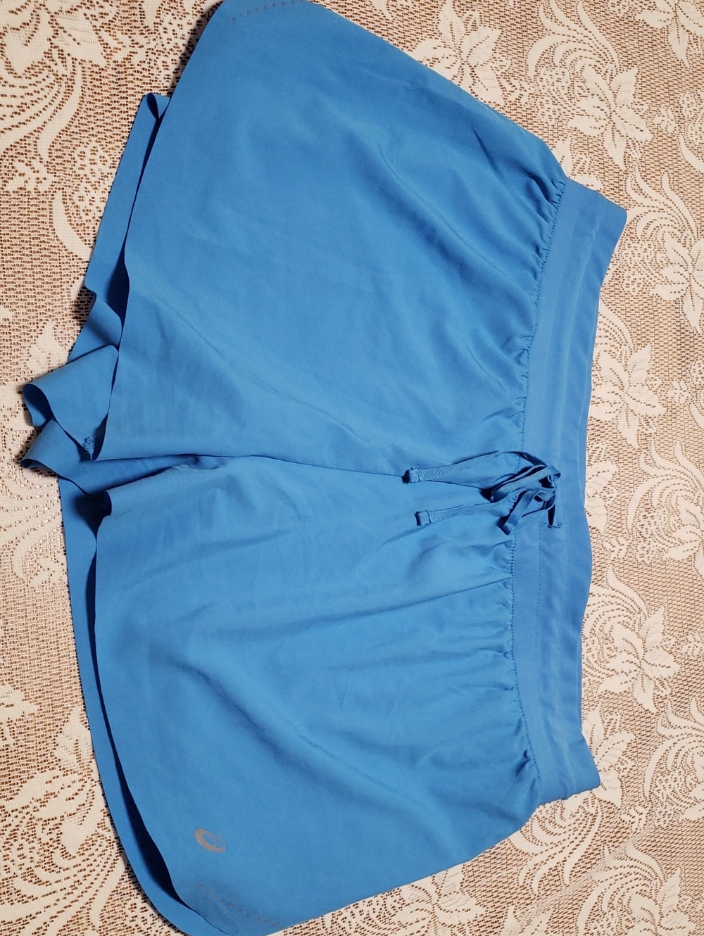 Women's Asics,Light Blue Athletic Shorts with Drawstring Waist, Size Xl